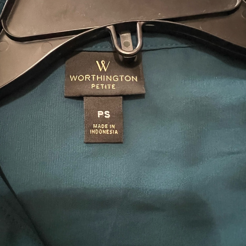 Button Down Short V-Neck Soft Light Material Dark… - image 2